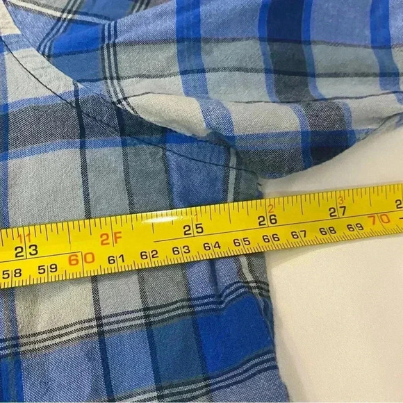 Woolrich men blue button up  short sleeve shirt size XL casual plaid checkered - Picture 6 of 9